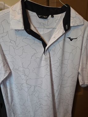 Mizuno White Short-Sleeve Polo with Black Trim